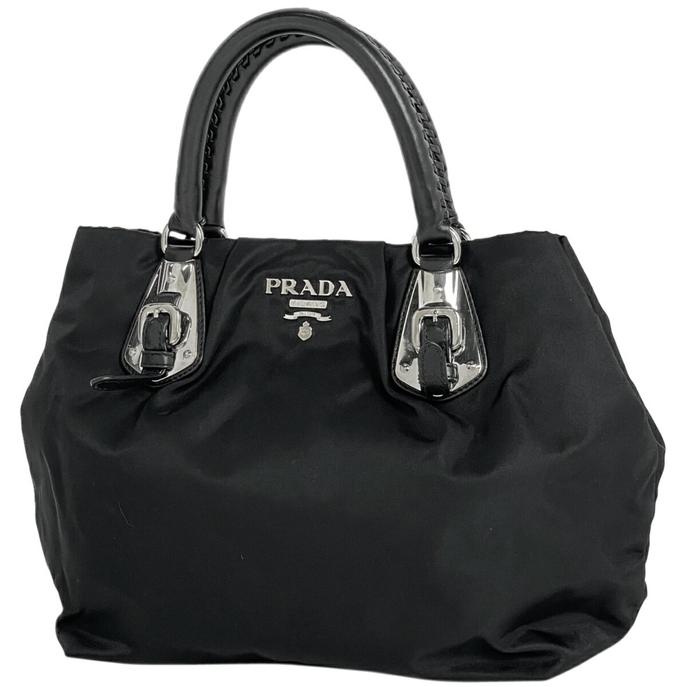 Prada Logo Handbag Tote Bag Tessuto Nero Black